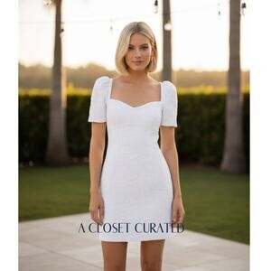 Elliatt Feminise Puff Sleeve Mini Dress Large White NEW